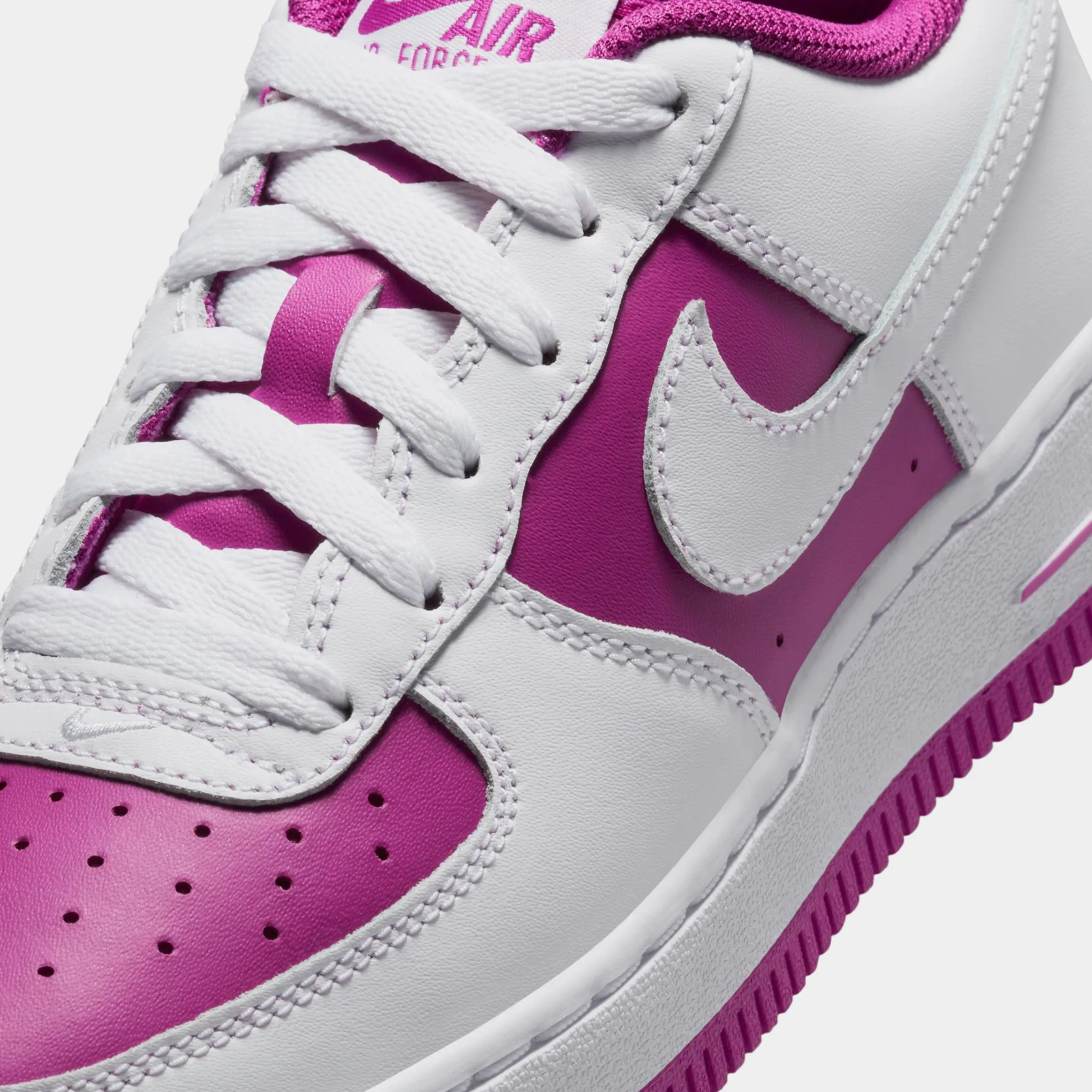 Air Force 1 Low Hot Fuchsia Grade School Basketball Shoes (White/Hot Fuchsia)