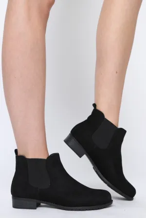 Black Suede Low Ankle Chelsea Boots - Hope