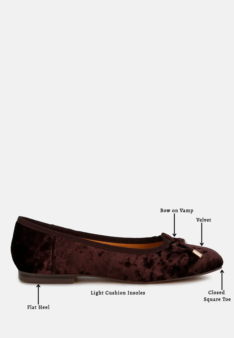 Buckrose Velvet Bow Ballerinas