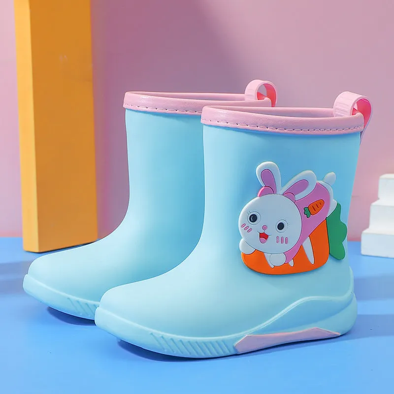 Children's cartoon rain boots plus velvet detachable rain boots for boys primary school students, middle-aged children, waterproof rain boots, medium tube water shoes