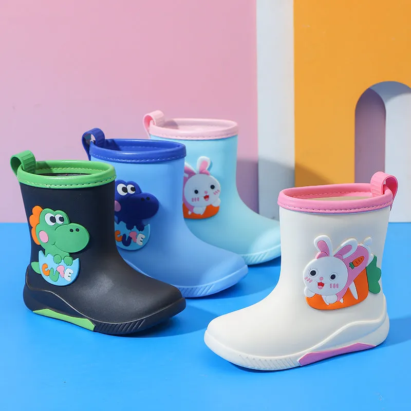 Children's cartoon rain boots plus velvet detachable rain boots for boys primary school students, middle-aged children, waterproof rain boots, medium tube water shoes