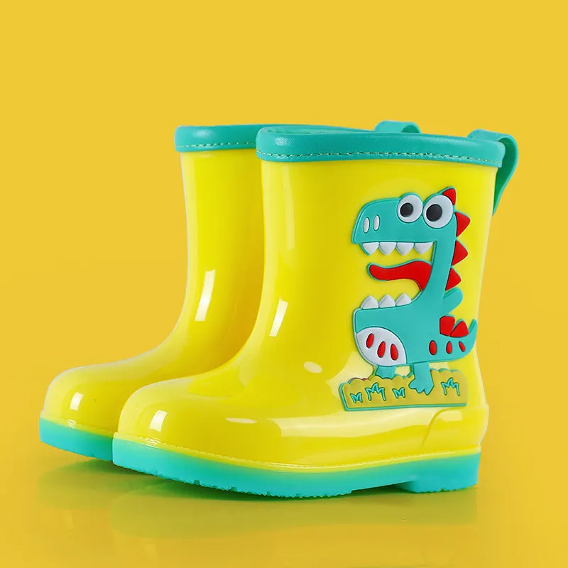 Children's rain boots, non-slip, waterproof, cartoon drawstring holster, warm, removable, men's and women's rain boots for small and medium-sized children