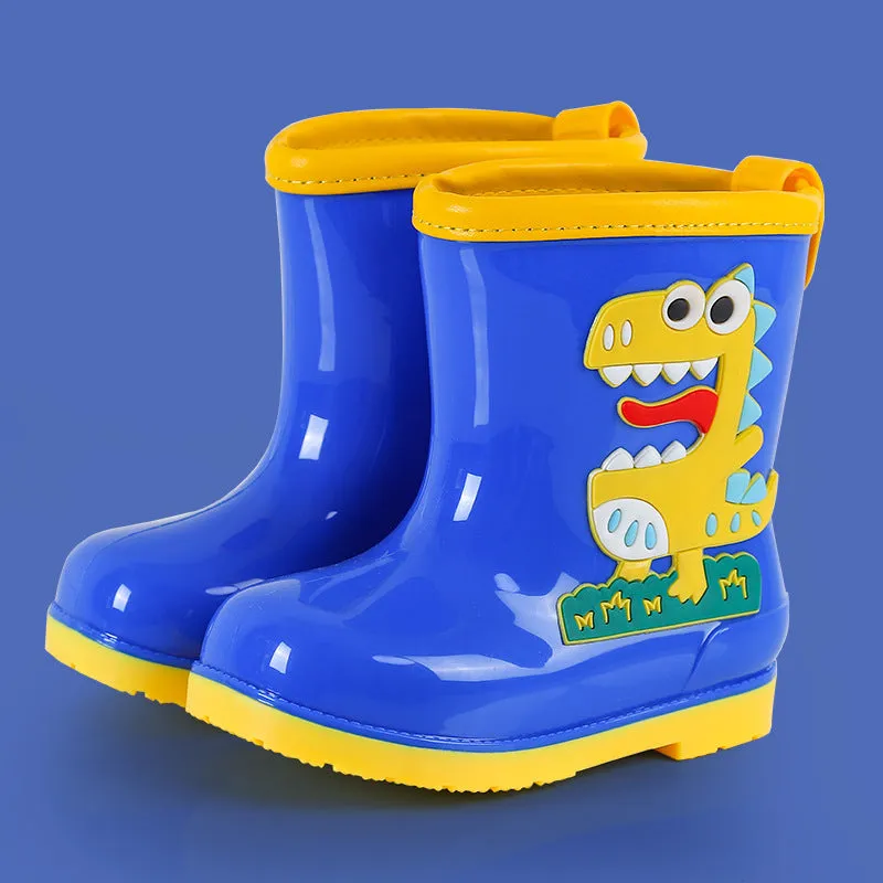 Children's rain boots, non-slip, waterproof, cartoon drawstring holster, warm, removable, men's and women's rain boots for small and medium-sized children