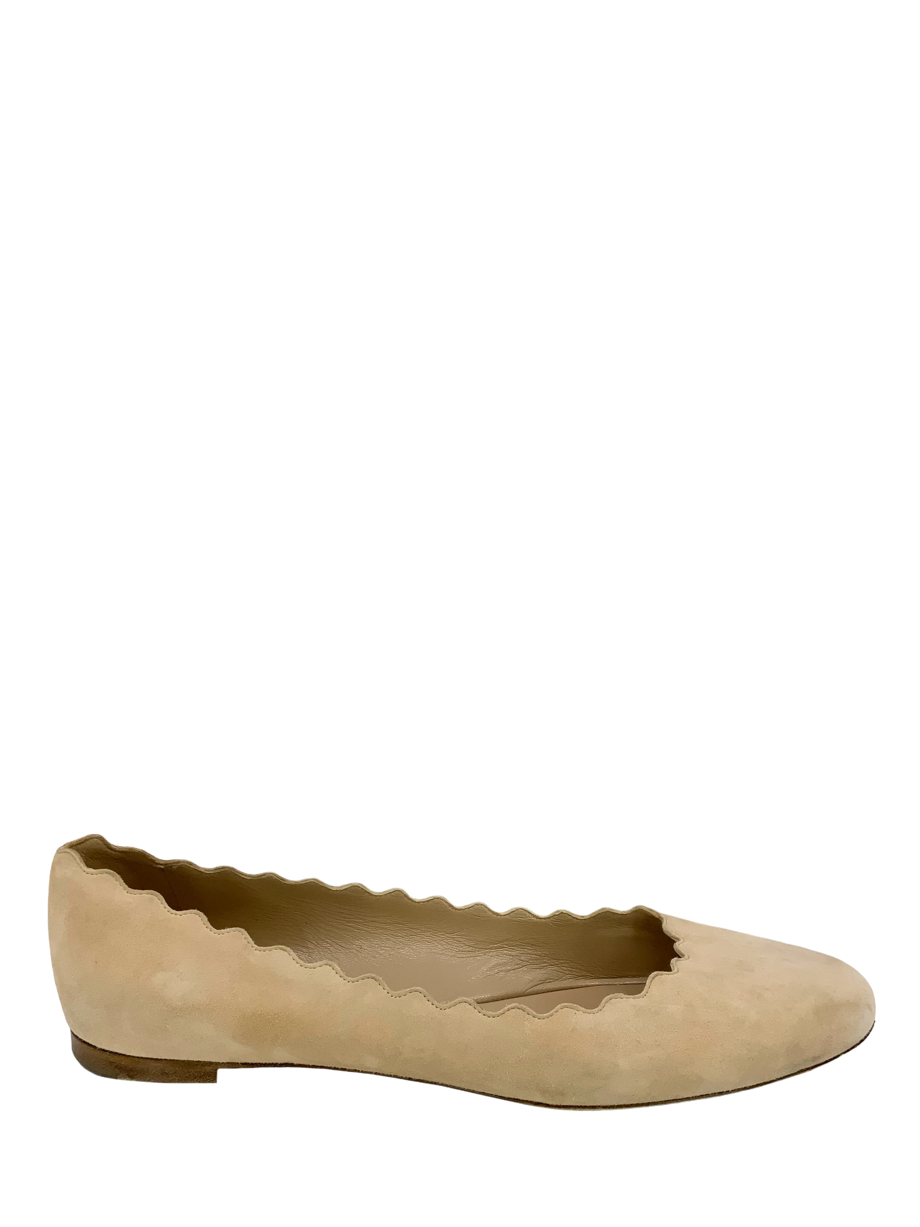 CHLOE Lauren Scalloped Suede Ballet Flats Size 9.5