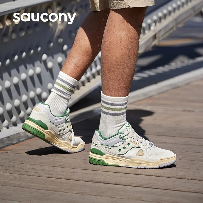 Classic unisex sneakers Saucony Cross 90 PRM for sports and leisure, gray / green