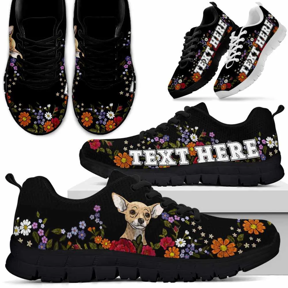 Custom Name Chihuahua Sneaker, Chihuahua Colorful Flower Floral Dog Lovers Sneakers Gym Running Shoes, Best Running Shoes