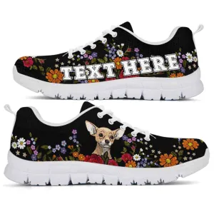 Custom Name Chihuahua Sneaker, Chihuahua Colorful Flower Floral Dog Lovers Sneakers Gym Running Shoes, Best Running Shoes