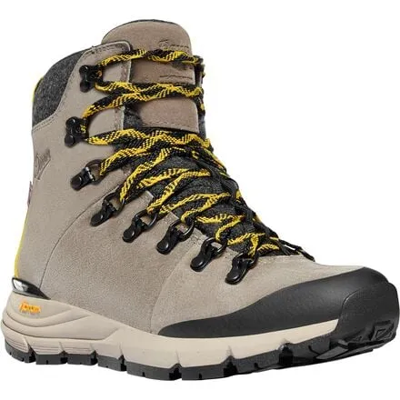 Danner women's Arctic 600 boots with side zip, color Driftwood/Yellow