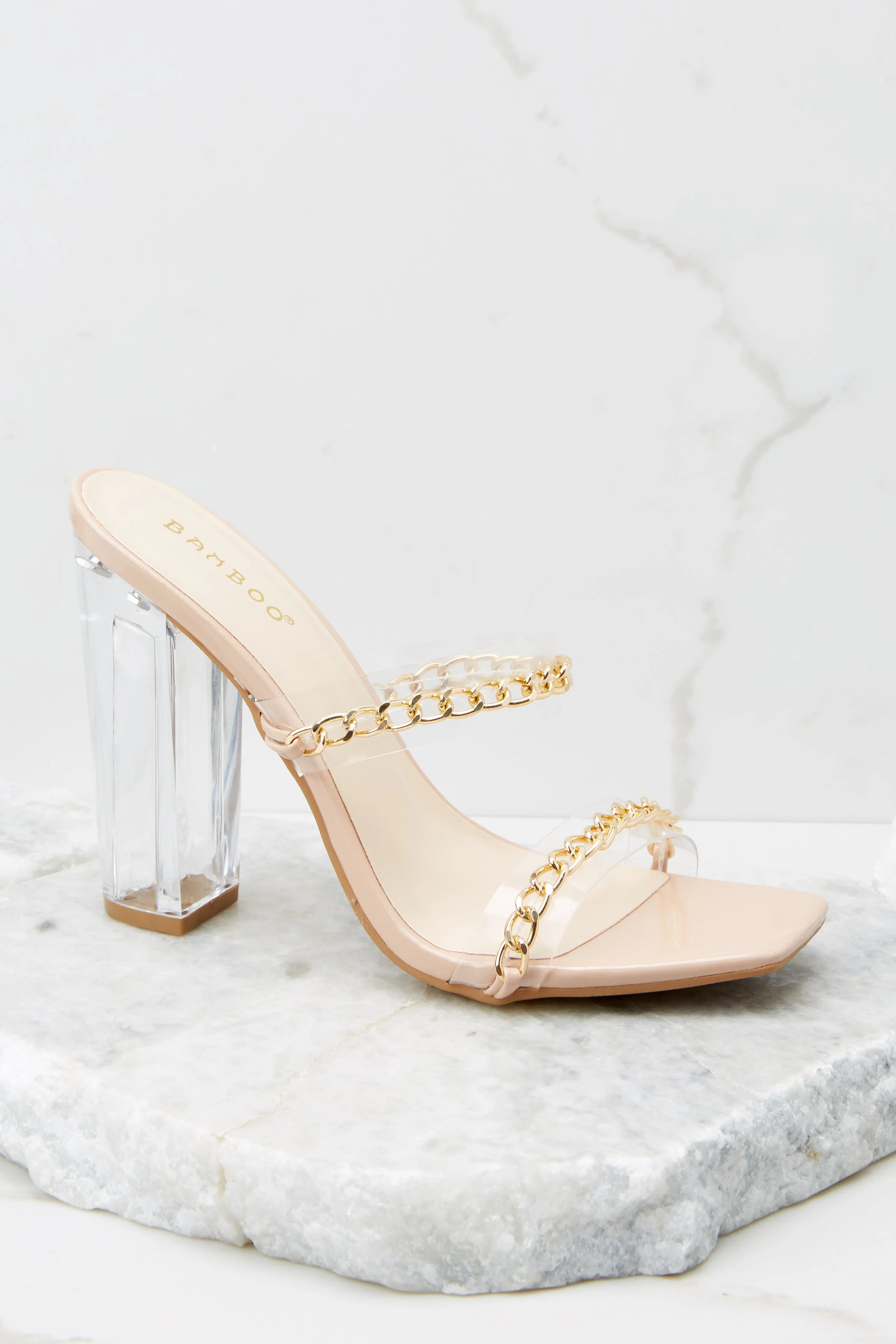 Fashion Edge Nude And Clear Heels