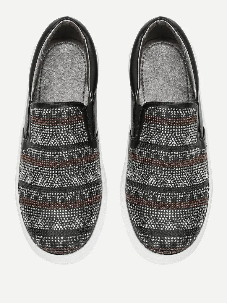 Geometric Pattern Slip On Sneakers