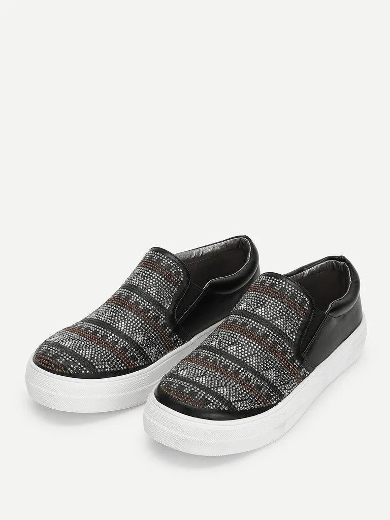 Geometric Pattern Slip On Sneakers