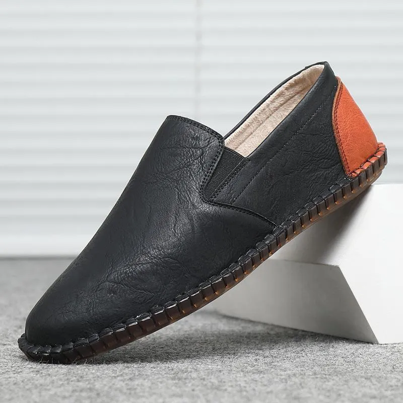 Handmade Top Quality Casual Flats Men's Genuine Leather Shoes Spring Summer 2023 Shallow Slip on Driving Shoes