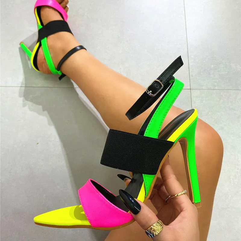 Neon Color Block Heels