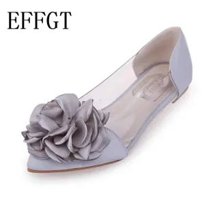 Spring Flats Women Shoes Transparent  Pointed Toe Slip