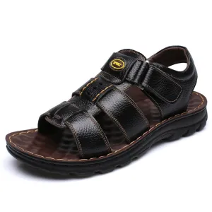 Summer Casual Beach Leather Versatile Velcro Sandals