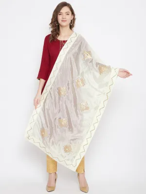 Women Cream Gotta Work Silk Dupatta