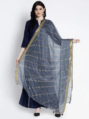 Women'S Grey Printed Kota Cotton Dupatta