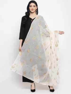 Women'S Off-White Printed Cotton Dupatta