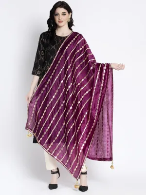 Women'S Wine Gotta Patti Silk Dupatta