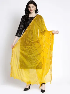 Women'S Yellow Printed Kota Cotton Dupatta